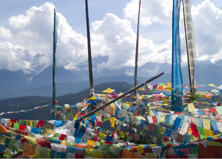 prayer flags and the Himalaya Tibet Spring Brook Ranch